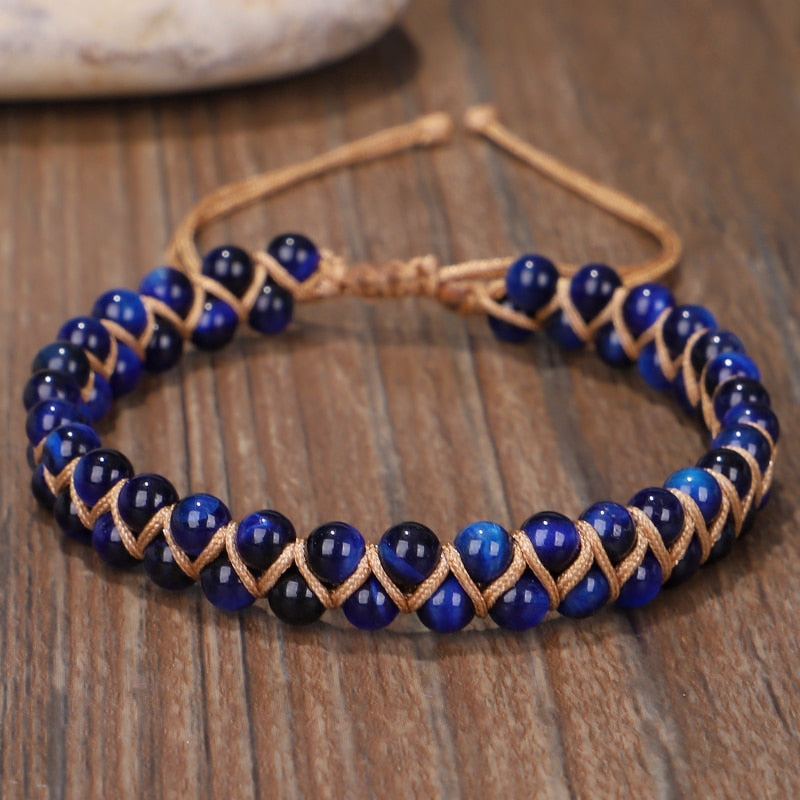 Blaues Tigerauge-Chakra-Armband für Glück und Einsicht