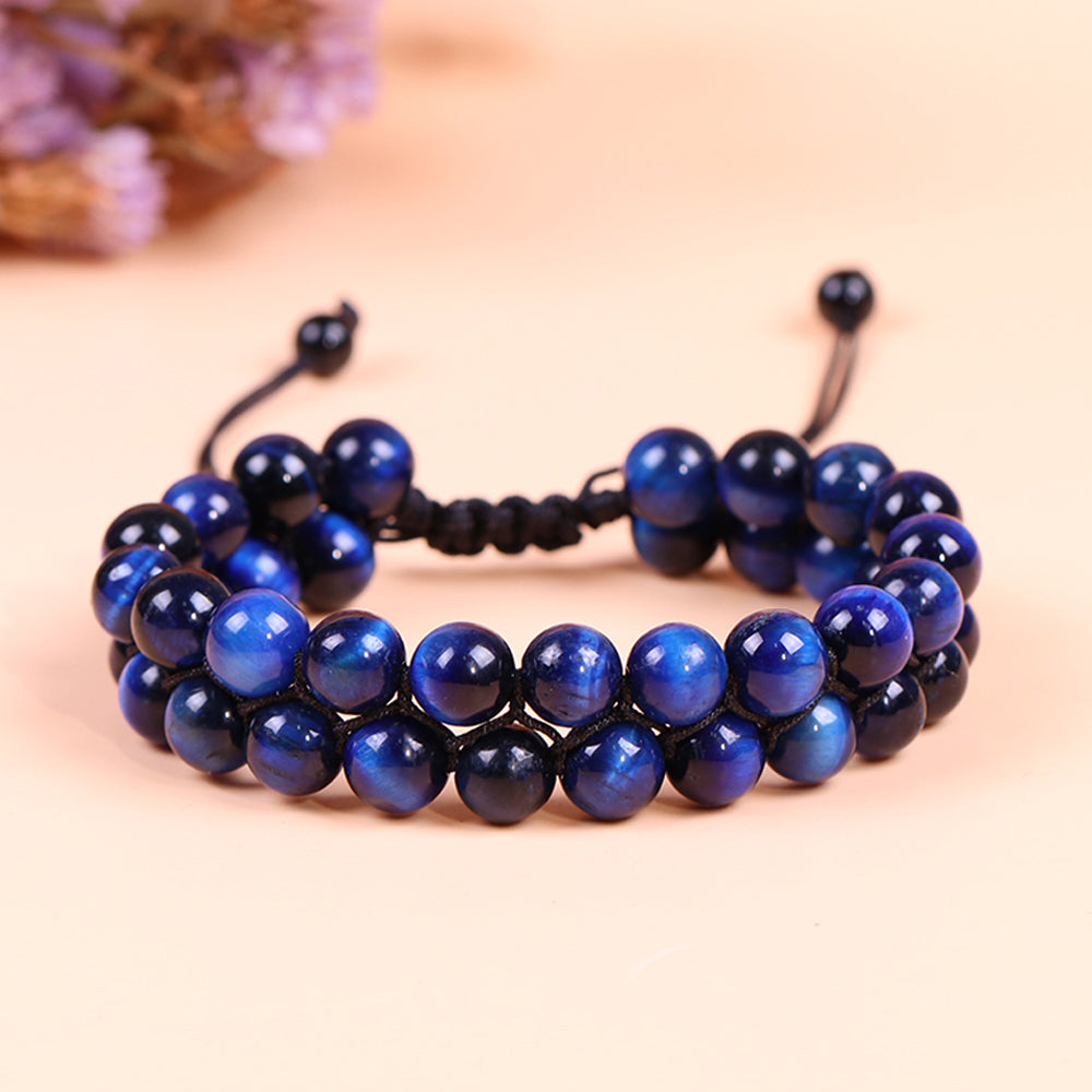Perlenarmband „Mut und Glück“ mit blauem Tigerauge