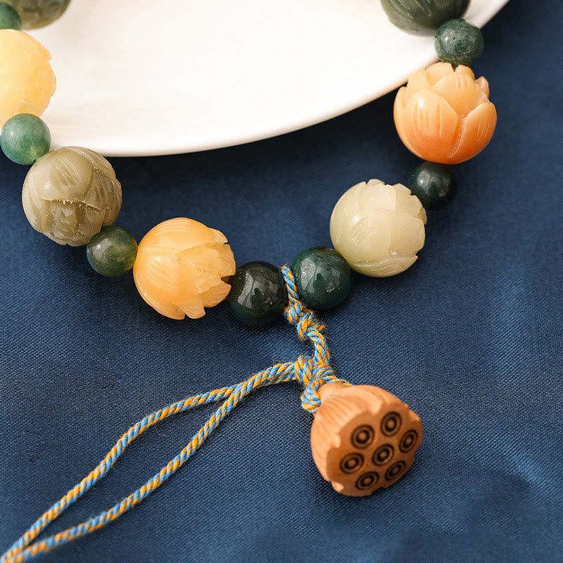 Bodhi Seed Moosachat Lotus Armband für Frieden und Ruhe