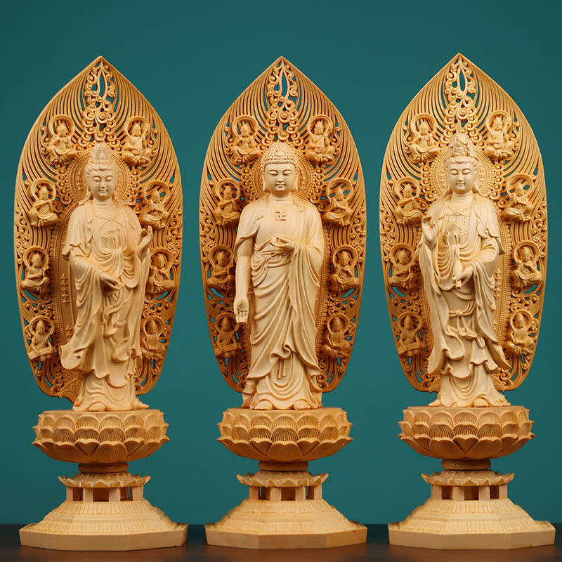 Buchsbaum-Buddha-Statue | Mahasthamaprapta Bodhisattva 43cm