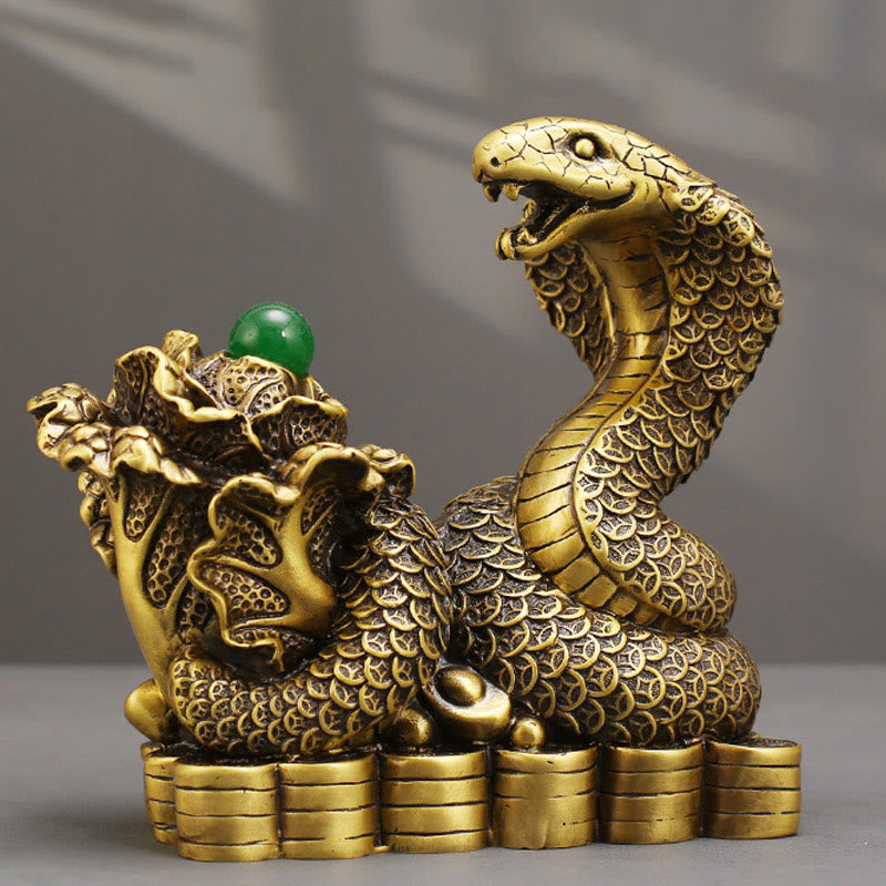 Schlangenfigur aus Messing, 19 cm, Tiertotem für spirituellen Segen