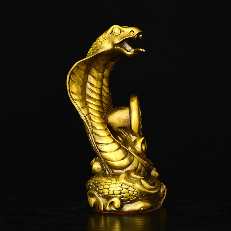 Messingstatue „Jahr der Schlange“ aus Fu-Charakter, 14 x 9 x 19 cm