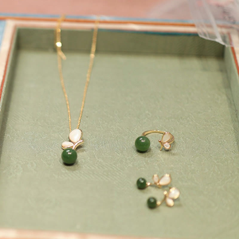 Schmetterling Tridacna & Cyan Jade Calm Schmuckset