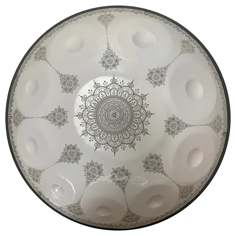 Decorative ceiling light fixture with ornate mandala pattern and frosted glass domes