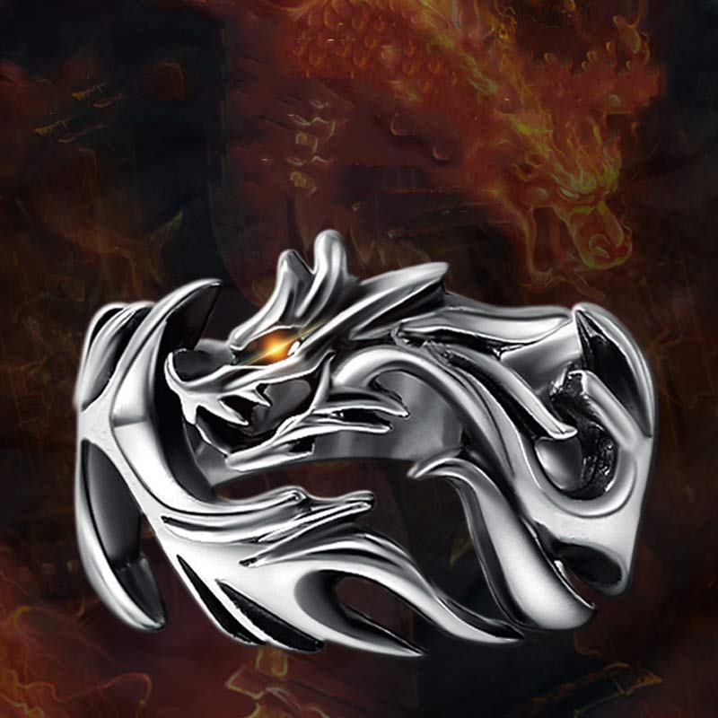 Unisex Dragon Pattern Protection Strength Adjustable Ring