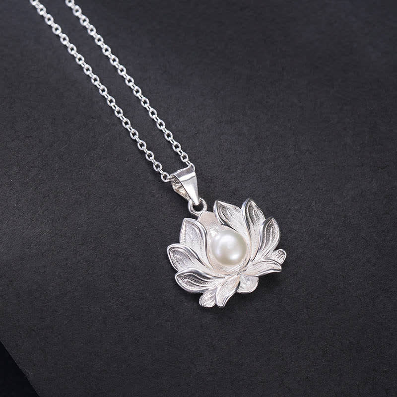 6mm Pearl Lotus Pendant Necklace – Wealth & Enlightenment
