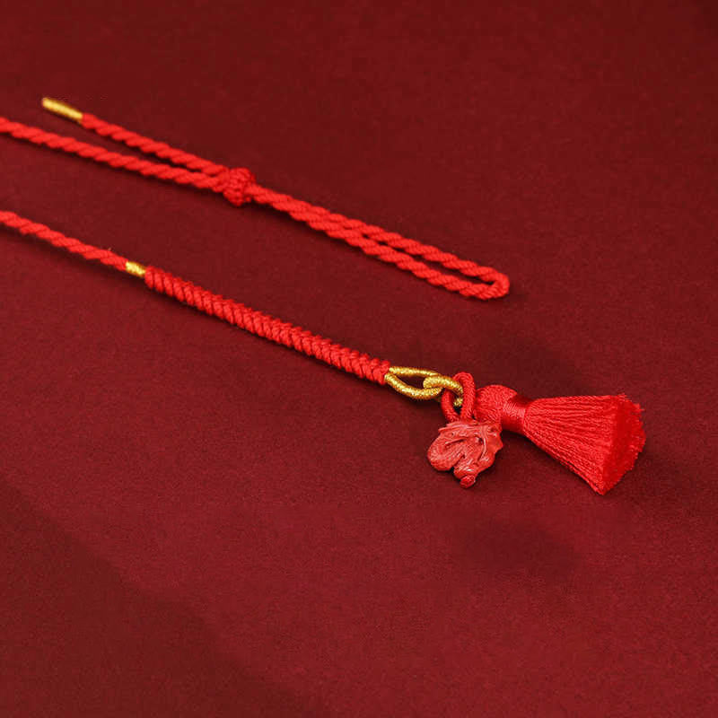 Bauchkette mit Zinnoberdrachen-Schutz, rote Schnur, 2,5 mm