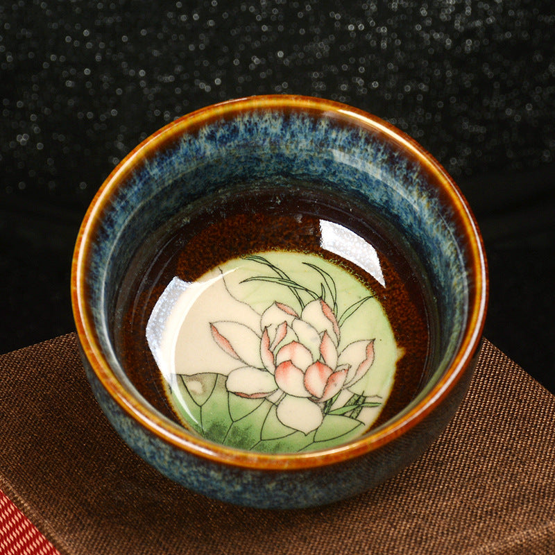 8 cm Keramik Jian Zhan Drachenlotus Teetasse | Zen Dekor