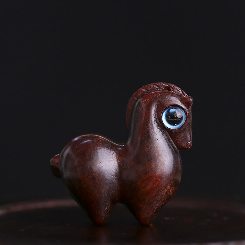 Mittelgroße kleine Blatt rote Sandelholz Glück Mini Pferd Schutz Figur