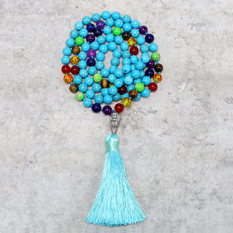 108 Beads Turquoise Mala Necklace for Meditation and Balance