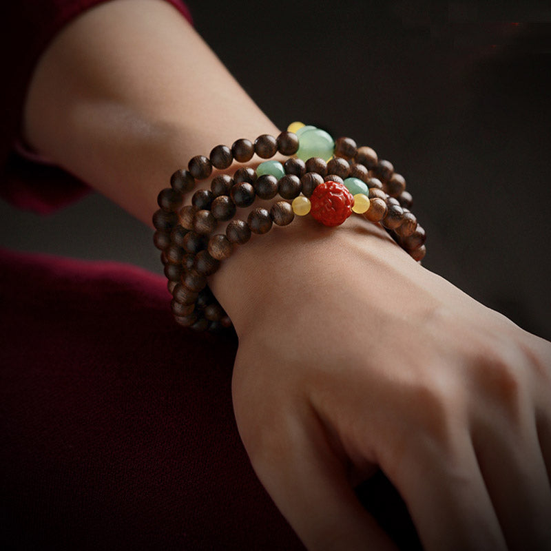 8 mm Adlerholz-Jade-Holz-Mala-Perlenarmband für Balance