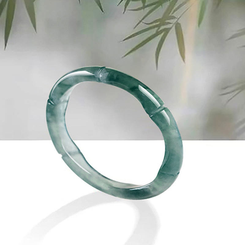 Natürlicher Jade-Wohlstandsring | Bambus-Design, 15–20 mm