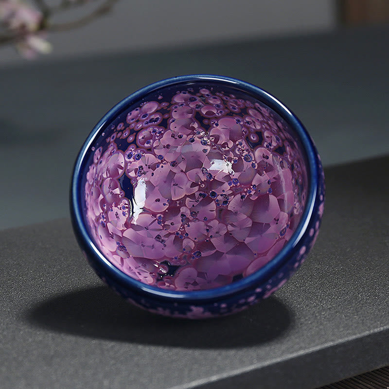 Bunte Irisblumen Jian Zhan Teetasse 110ml Keramik