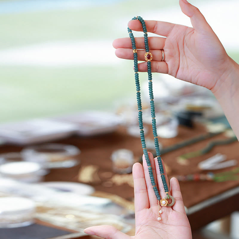 Cyan Jade Success Dreifach-Wickelarmband mit silberner Peace-Schnalle