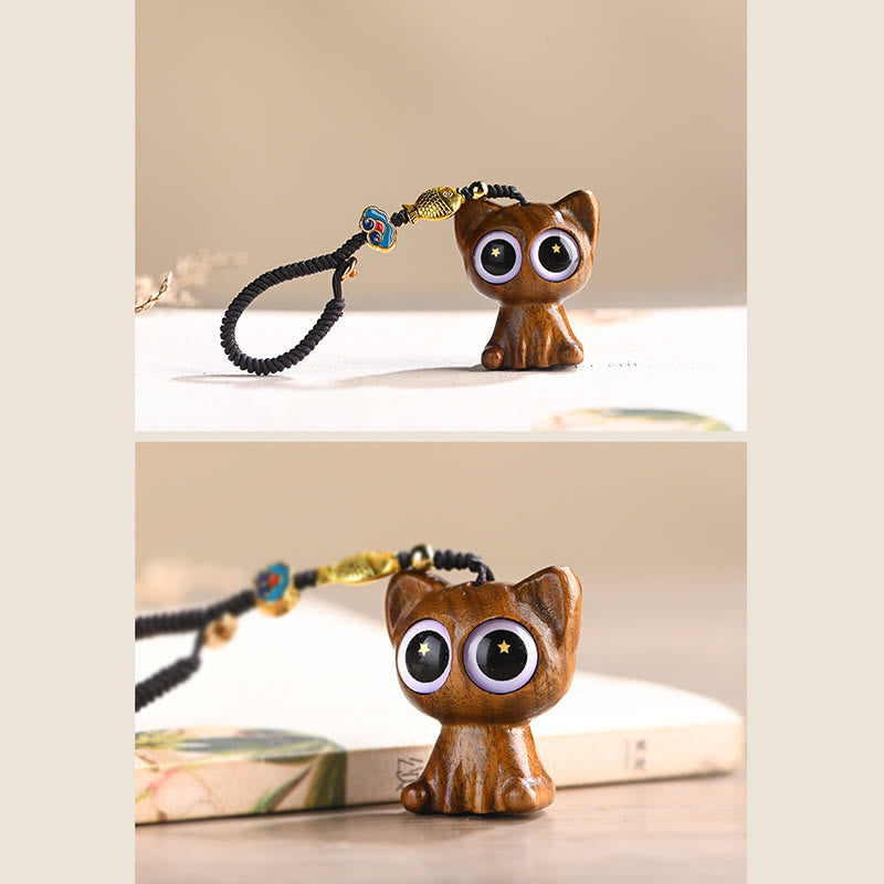 Grüne Sandelholz Koi Fisch Glückskatze Schlüsselanhänger Dekoration