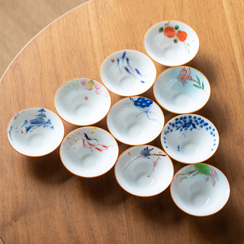 Mandala Koi Fisch Lotus Keramik Teetasse 50ml Harmony