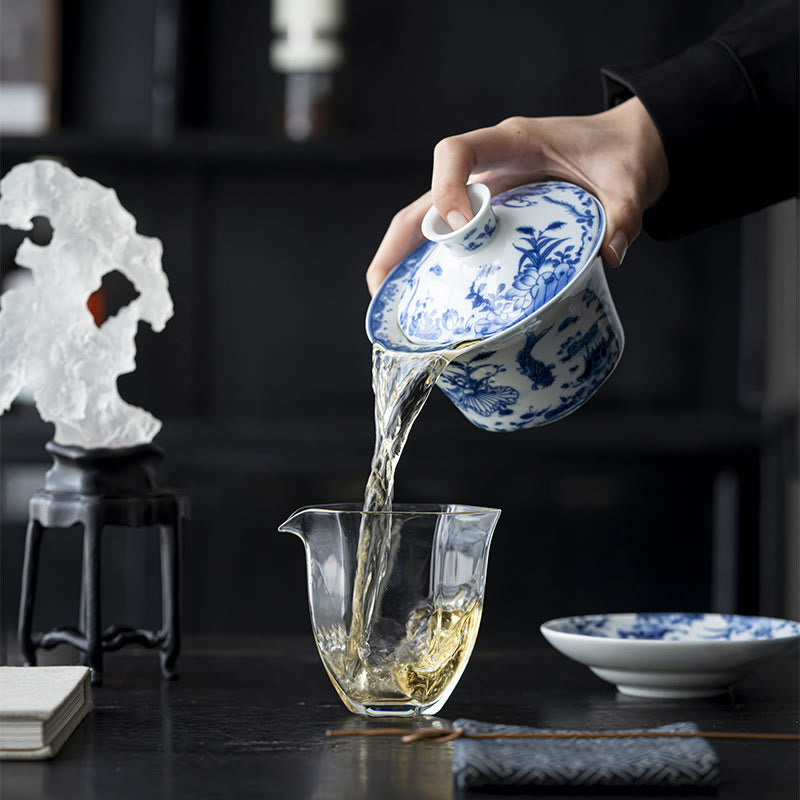 Löwentanz-Keramik-Gaiwan-Teetasse 300 ml mit Deckel und Untertasse