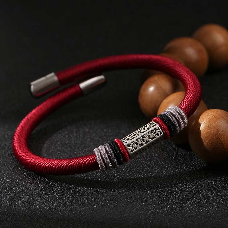 Om Mani Padme Hum Bracelet | 925 Sterling Silver Red String Unisex