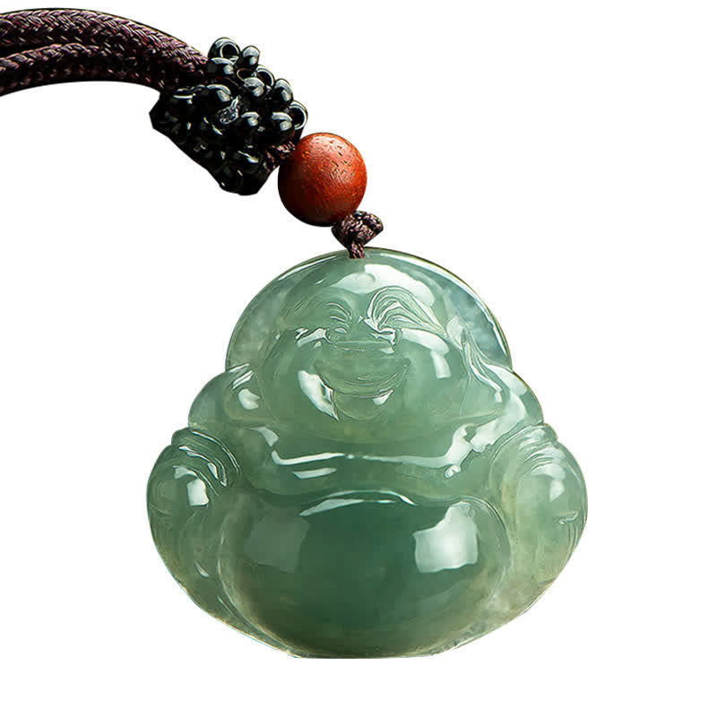 Lachender Buddha Jade Halskettenanhänger | Fülle & Glück