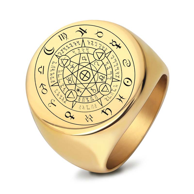 12 Constellations Zodiac Protection Ring in Titanium Steel