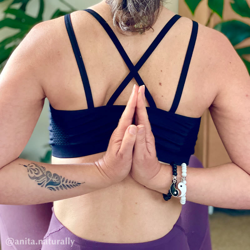 8 mm Yin-Yang-Armband mit schwarzem Onyx und weißem Türkis