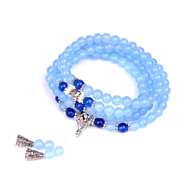 108 Perlen Blauer Kristall Edelstein Mala Armband 6mm Heilung