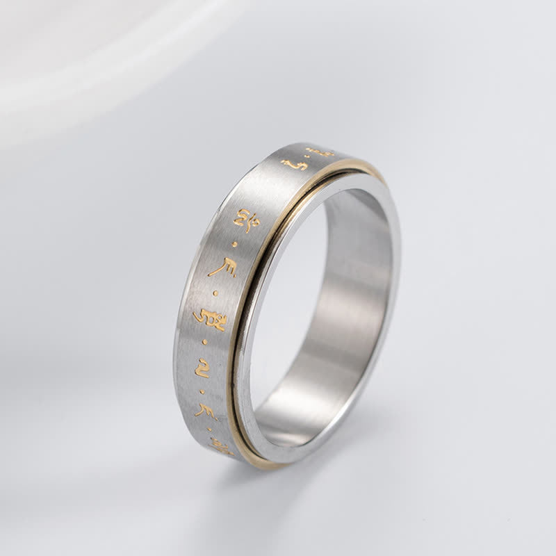 Drehbarer spiritueller Ring aus Titanstahl mit Mantra-Balance