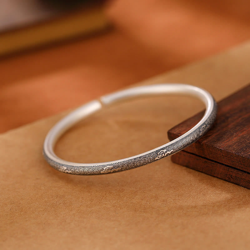 999 Sterling Silver Auspicious Clouds Spiritual Bracelet for Protection