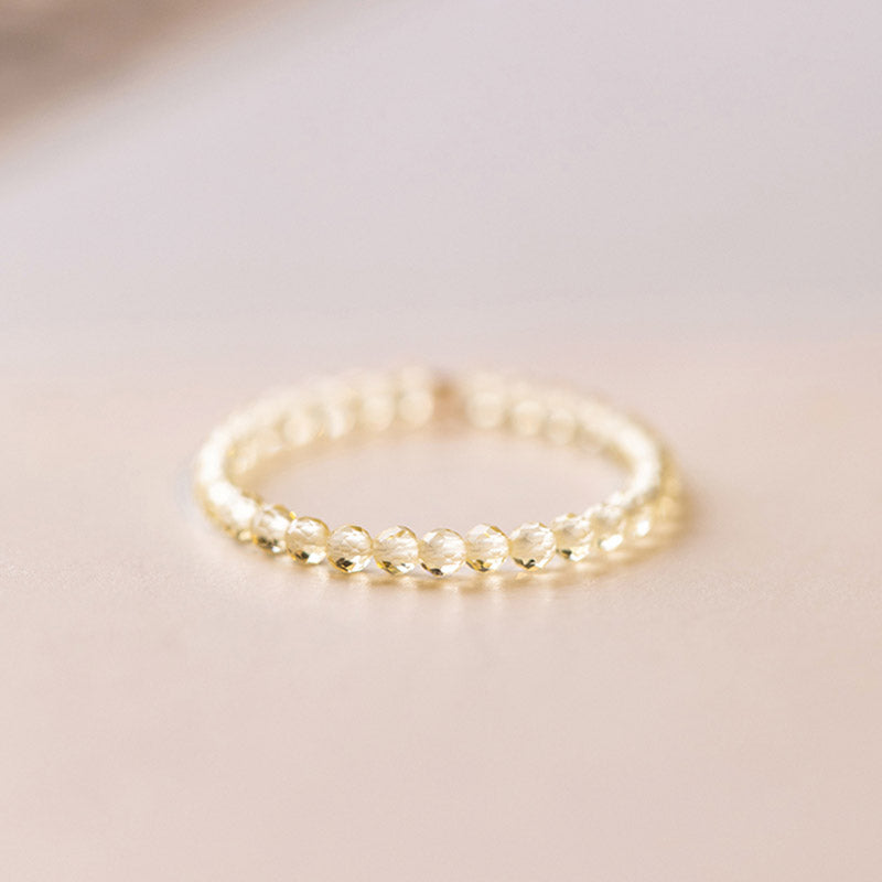 Natürlicher Citrin-Goldring Wohlstand & Glück 14 Karat vergoldet