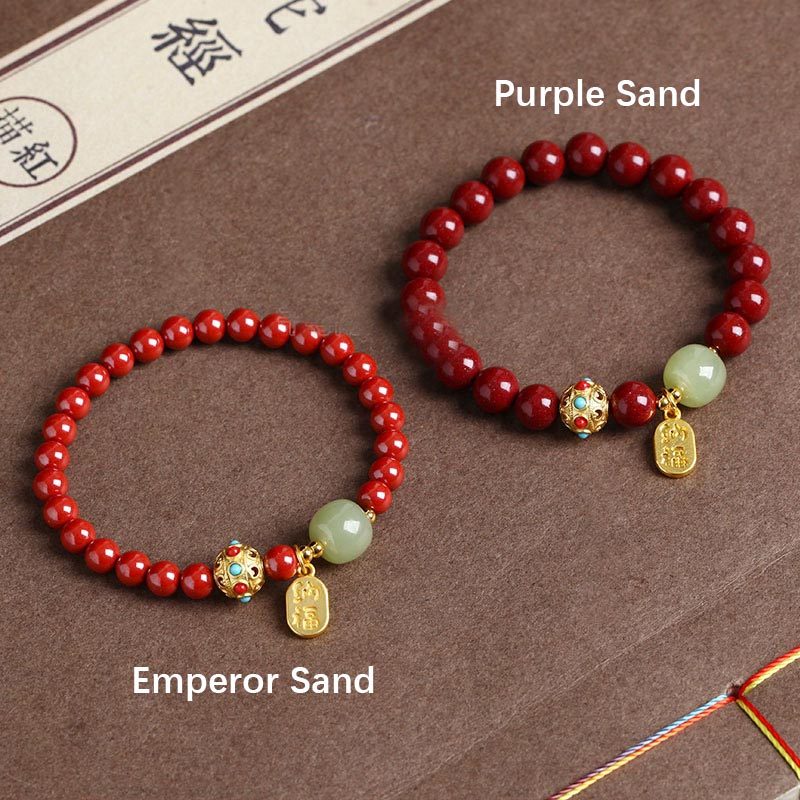 Unisex-Charm-Armband aus Zinnober und grünem Aventurin, 8 mm