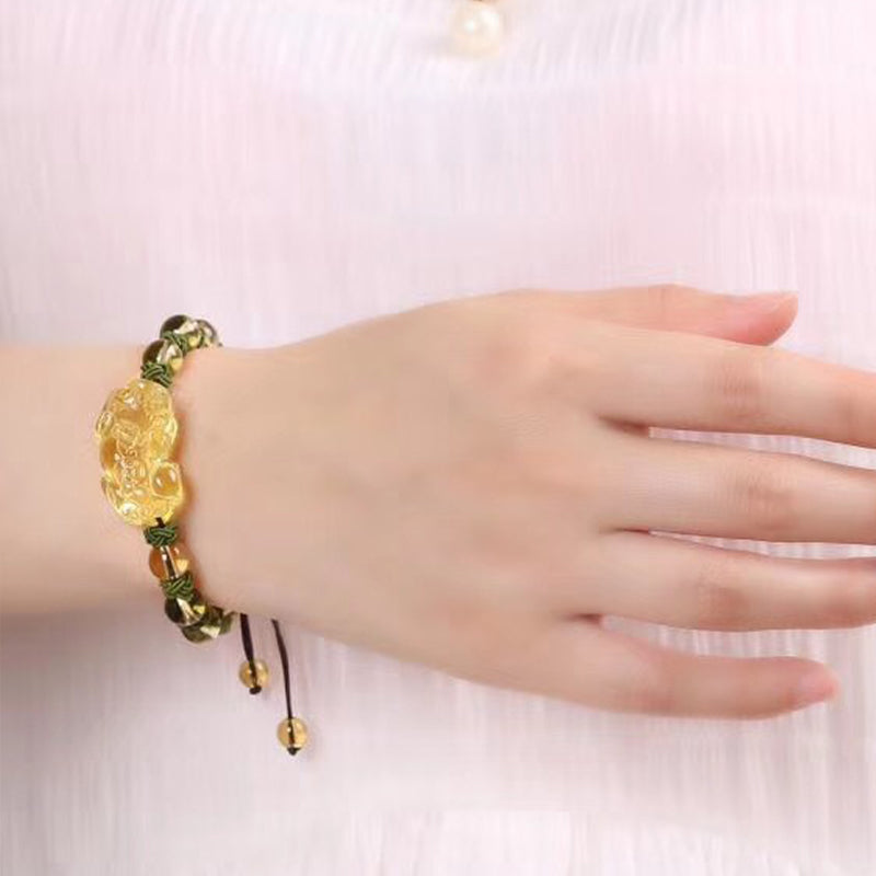 8 mm Citrin-Pixiu-Armband zum Schutz des Reichtums