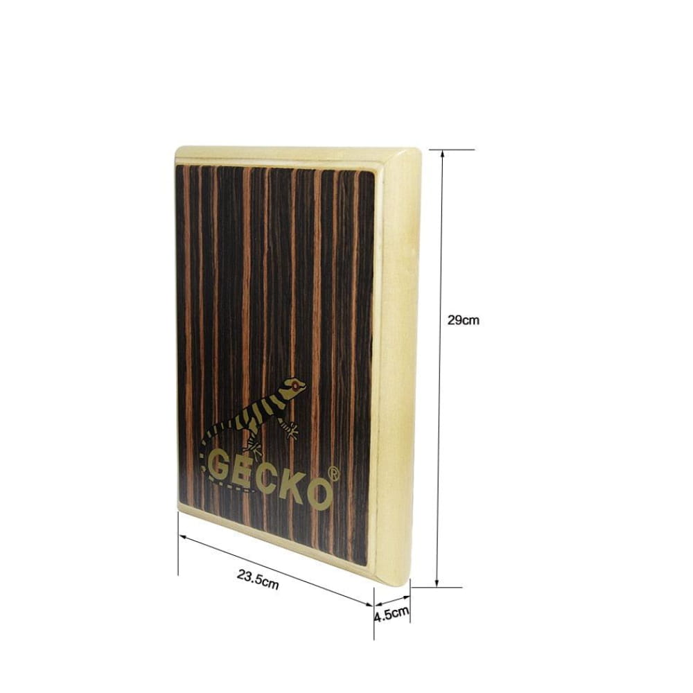Wooden cajon drum with gecko design and dark stripes in Cajon Box Drum Set