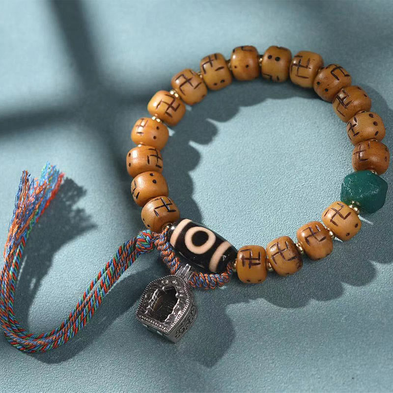 Kamelknochen-Swastika-Dzi-Buddha-Armband für Glück und Schutz