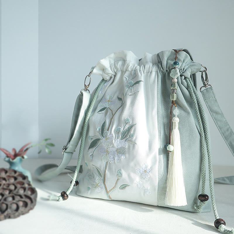 Tragetasche aus Segeltuch | Yogamatten-Tragetasche | Gestickte grüne Birne 28x30cm