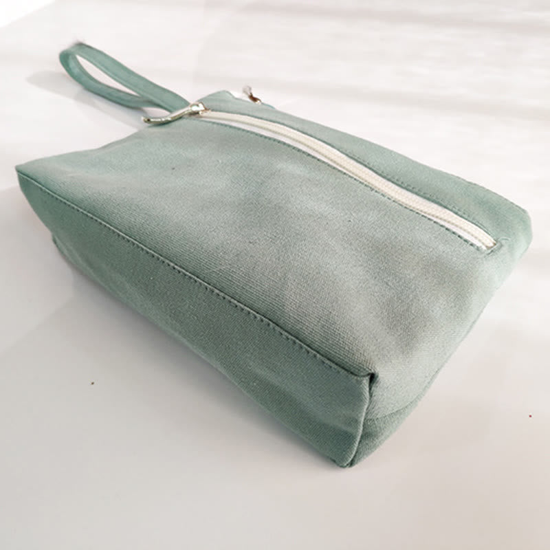 Canvas-Geldbörse mit Pflaumen-Kirsch-Kranich-Stickerei | Kompakt 21x13cm