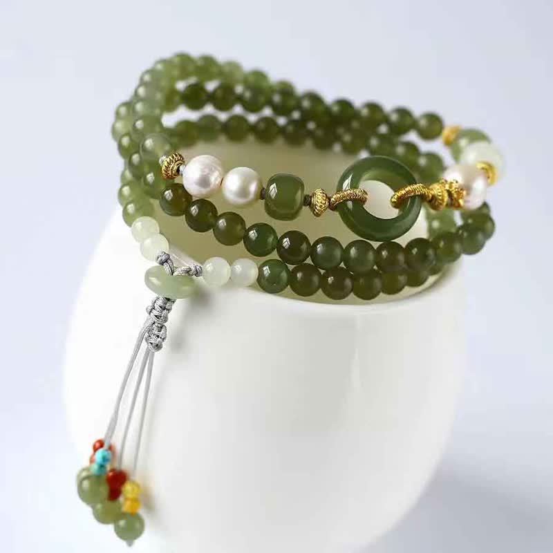 6 mm Hetian Jade Perlen Glück Reichtum String Armband