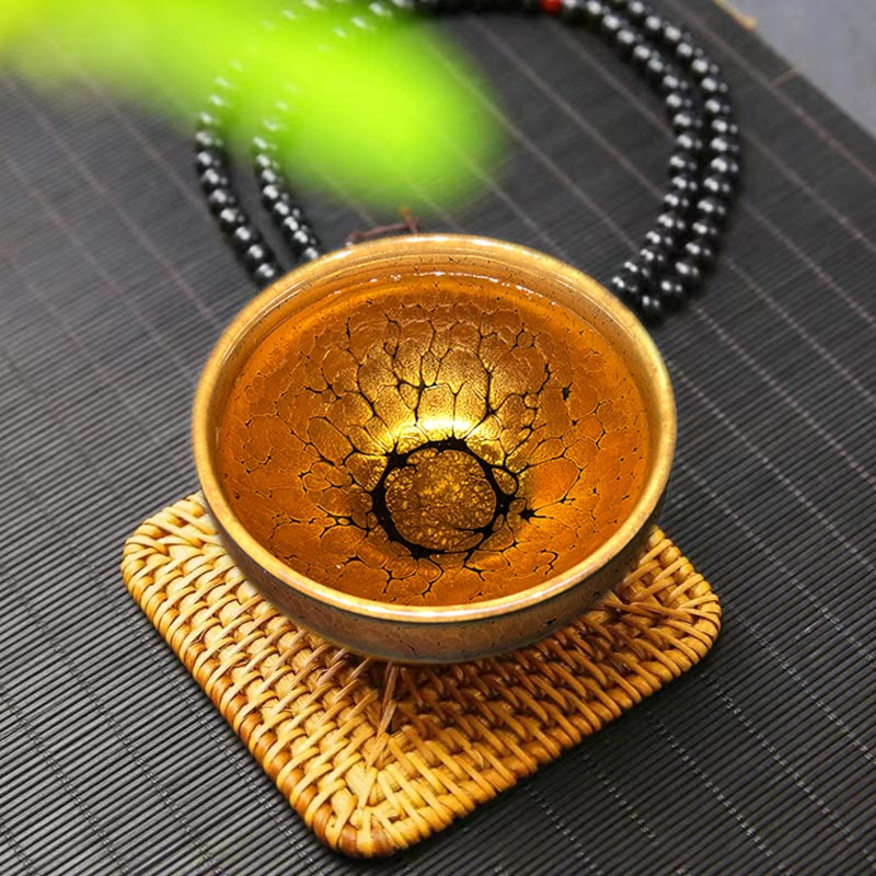 Gold Spot Pattern Chinese Jianzhan Ceramic Teacup 9.5cm