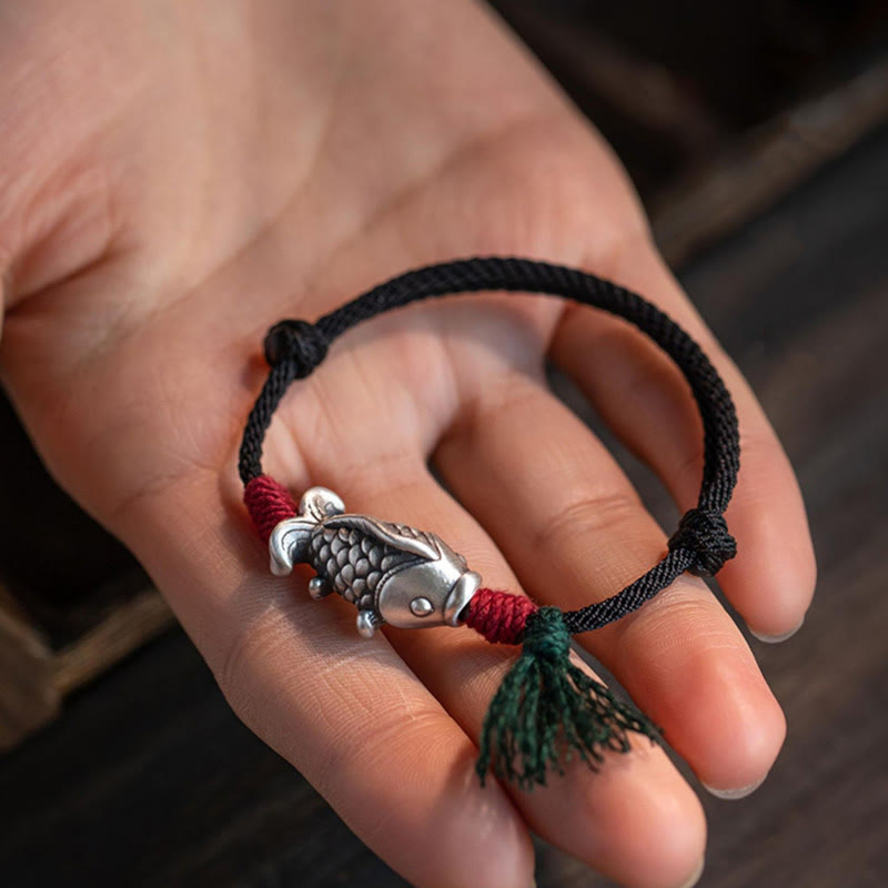15.5-16cm Sterling Silver Koi Fish Luck Bracelet for Success