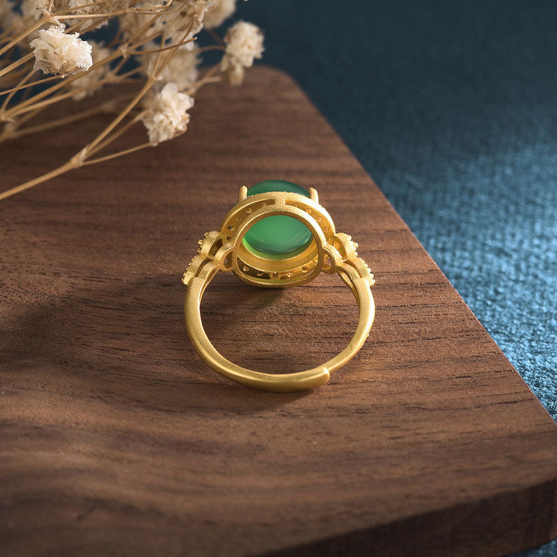 10 mm grüner Jade-Glücksring | Unisex-Jadering