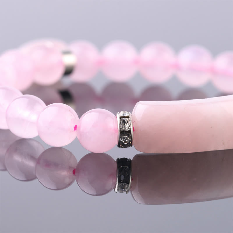 Natural Quartz Love Heart Healing Beads Bracelet 8mm