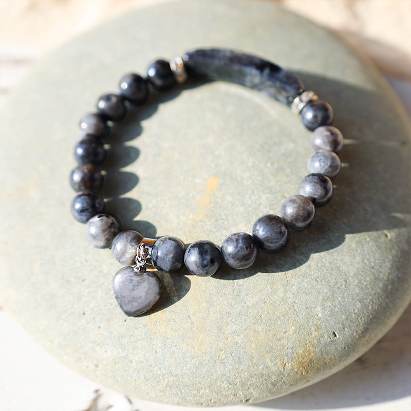 Natural Quartz Love Heart Healing Beads Bracelet 8mm