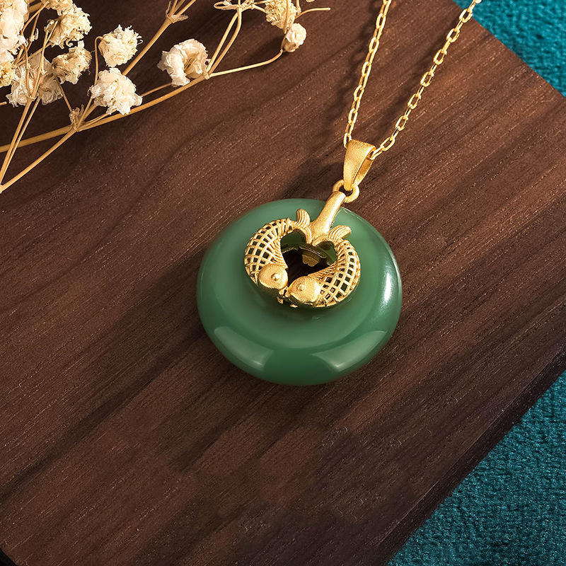 Cyan Jade Koi Fisch Glückskette für Erfolg & Harmonie