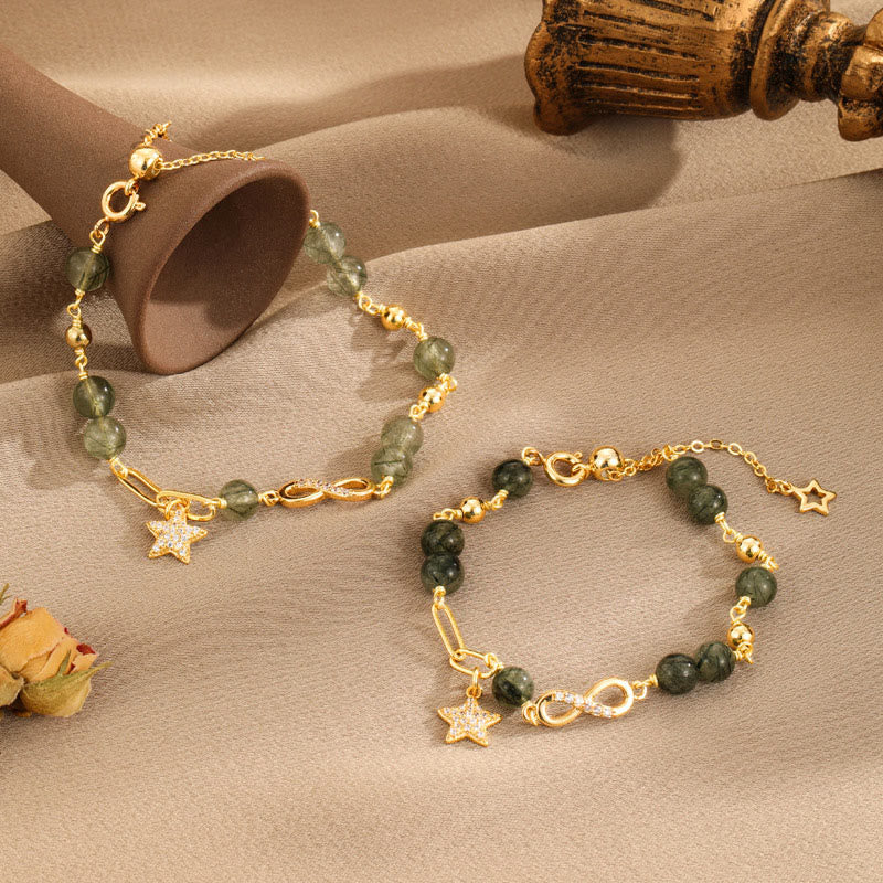 14K Gold Green Rutilated Quartz Spiritual Protection Bracelet