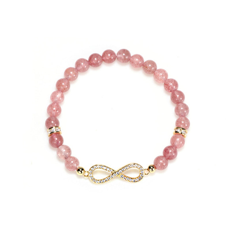 7 mm natürliches Erdbeerquarz-Positivitäts-Spirituelles Armband