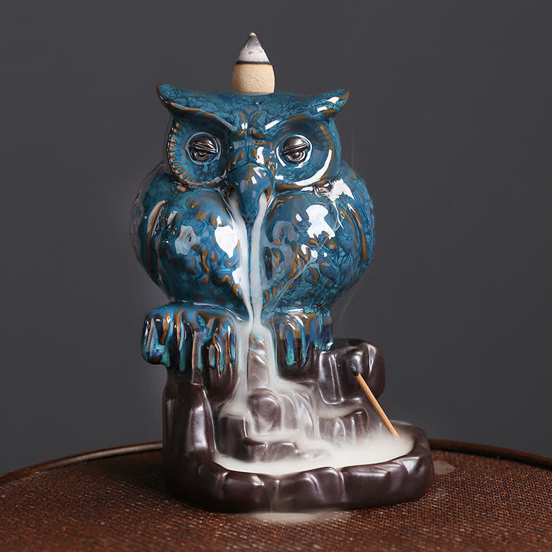 Handmade Ceramic Owl Backflow Incense Burner 9.2cm