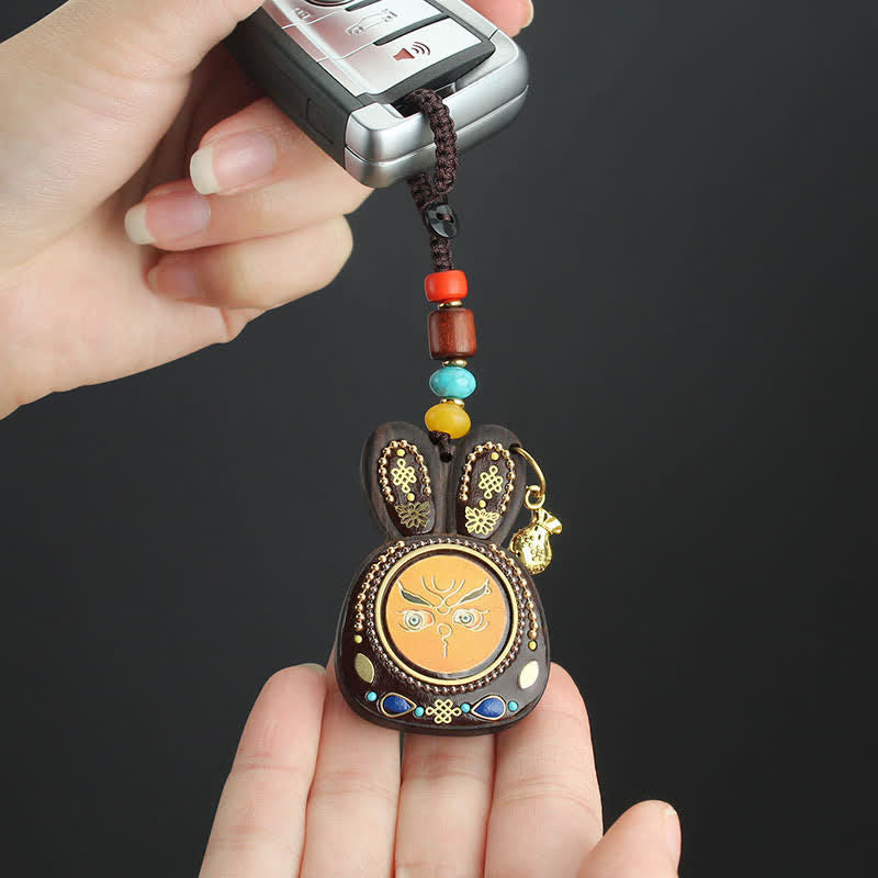 Ebenholz Fünf Gott des Reichtums Thangka Schlüsselanhänger spirituellen Schmuck