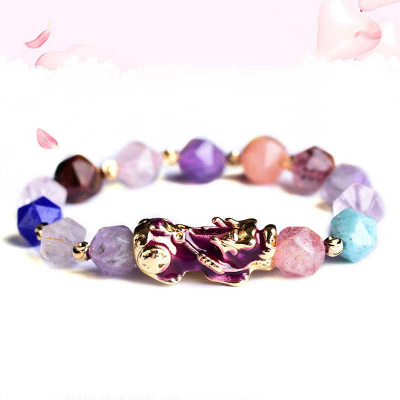 10 mm Amethyst Feng Shui Pi Xiu Pixiu Armband für Glück
