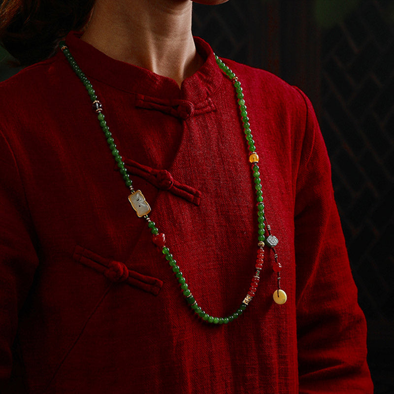 Buddha-Armband aus 108 Perlen aus Cyan-Jade für Glück und heilende Harmonie