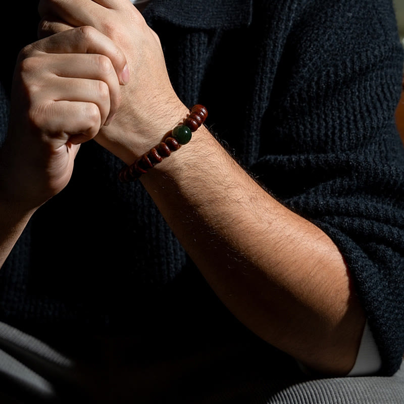 Lila Bodhi-Samen & Hetian Jade Weisheitsarmband 12mm