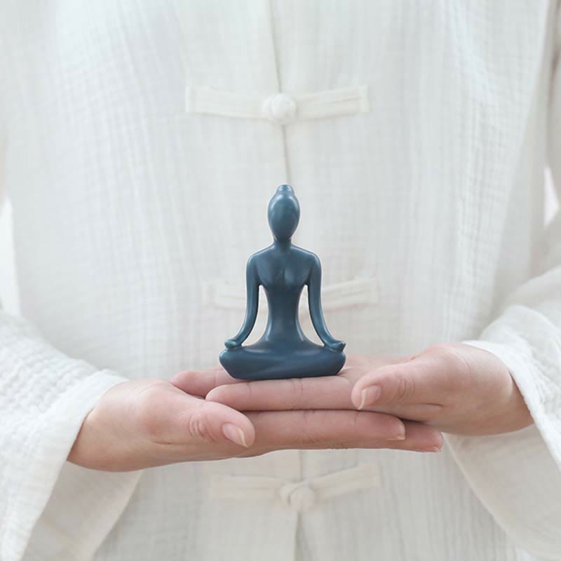 Buddha-Statue aus Keramik | Abstrakte Yoga-Meditations-Skulptur